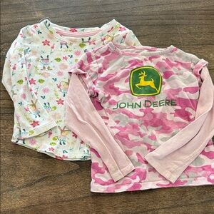 John Deere Pink Camo Long Sleeve Tee with Green Logo